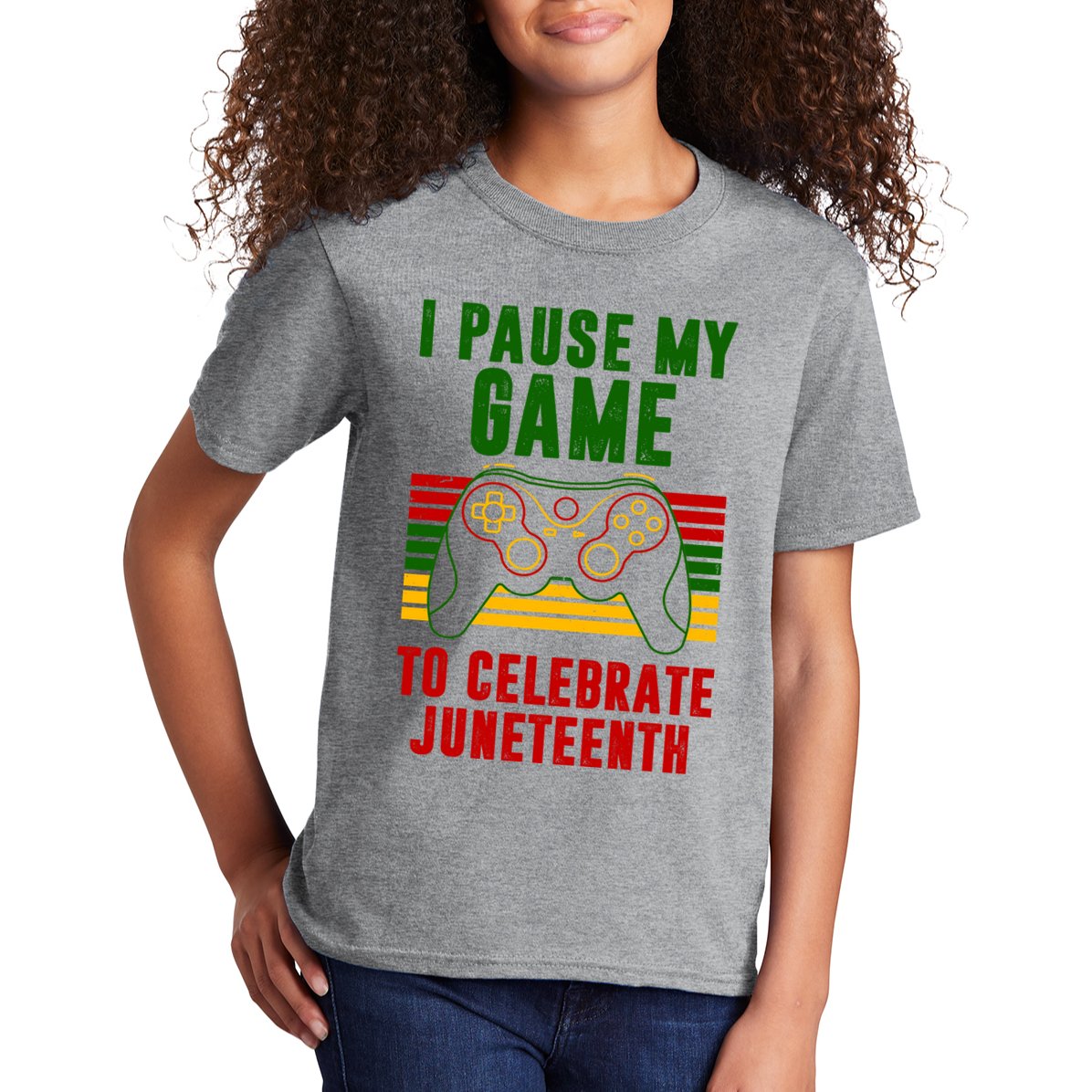 I Pause My Game To Celebrate Juneteenth Gamer Kids T-Shirt