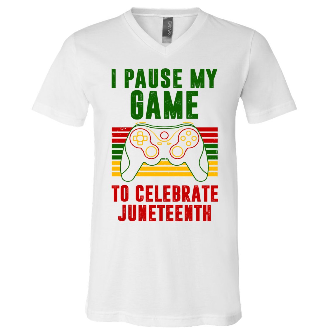 I Pause My Game To Celebrate Juneteenth Gamer V-Neck T-Shirt