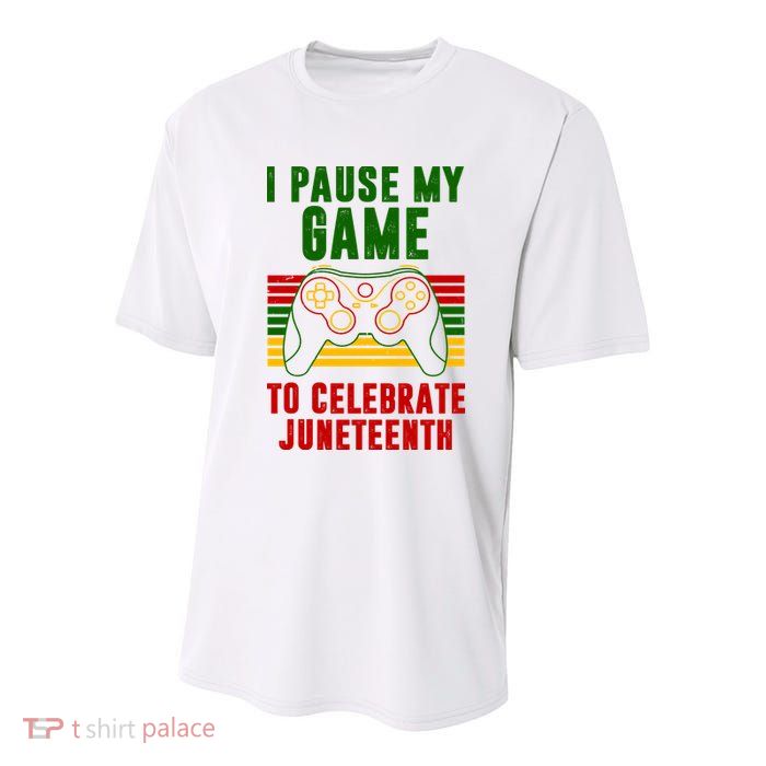 I Pause My Game To Celebrate Juneteenth Gamer Youth Performance Sprint T-Shirt
