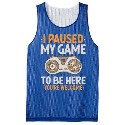 I Paused my Game to be Here Retro Gaming Humor Funny Gamer  Mesh Reversible Basketball Jersey Tank