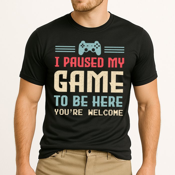 I Paused My Game To Be Here YouRe Welcome Retro Gamer Gift Cooling Performance Crew T-Shirt