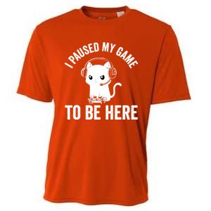 I Paused My Game To Be Here Cat Funny Video Game For Gamers Gift Cooling Performance Crew T-Shirt