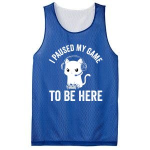 I Paused My Game To Be Here Cat Funny Video Game For Gamers Gift Mesh Reversible Basketball Jersey Tank