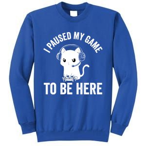 I Paused My Game To Be Here Cat Funny Video Game For Gamers Gift Tall Sweatshirt