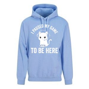 I Paused My Game To Be Here Cat Funny Video Game For Gamers Gift Unisex Surf Hoodie