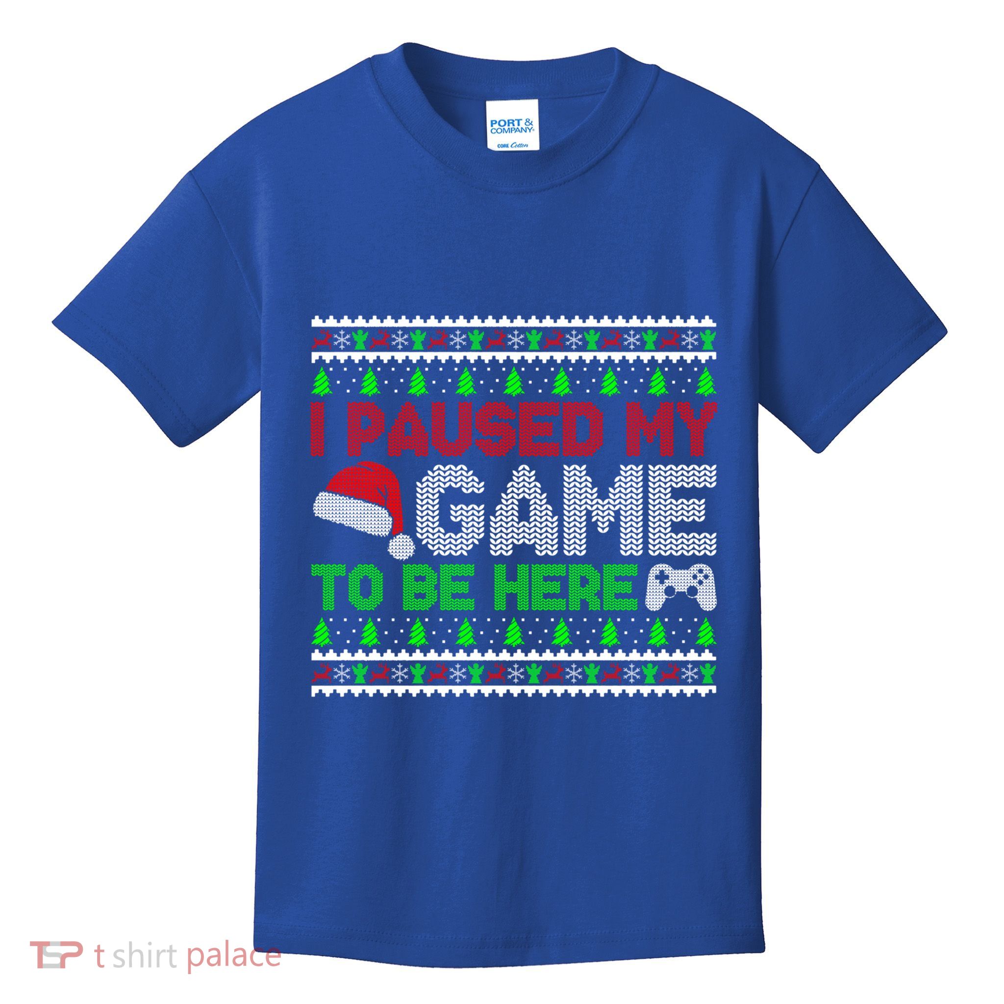 I Paused My Game To Be Here Christmas Gamer Ugly Gift Kids T-Shirt