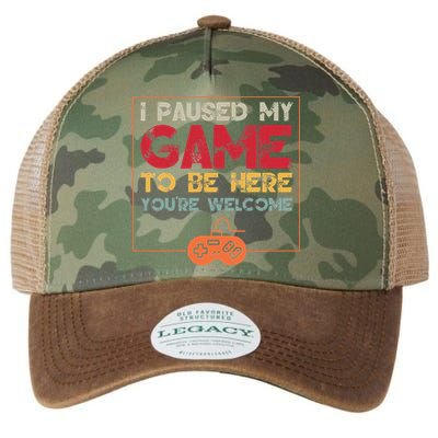 I Paused My Game To Be Here Video Gamer Legacy Tie Dye Trucker Hat