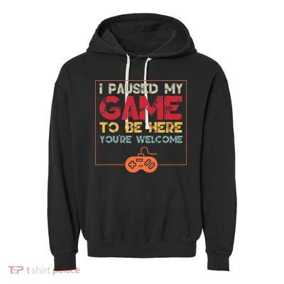 I Paused My Game To Be Here Video Gamer Garment-Dyed Fleece Hoodie