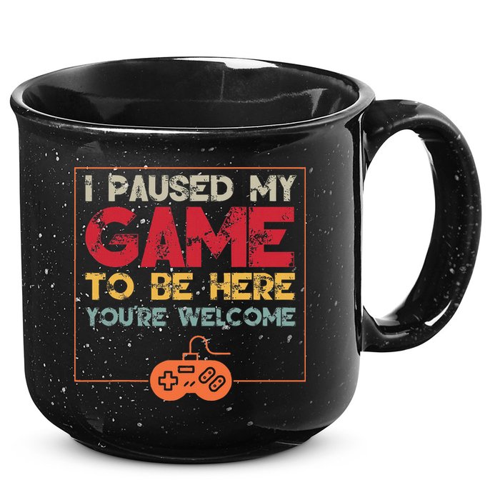 I Paused My Game To Be Here Video Gamer 15oz Campfire Ceramic Mug