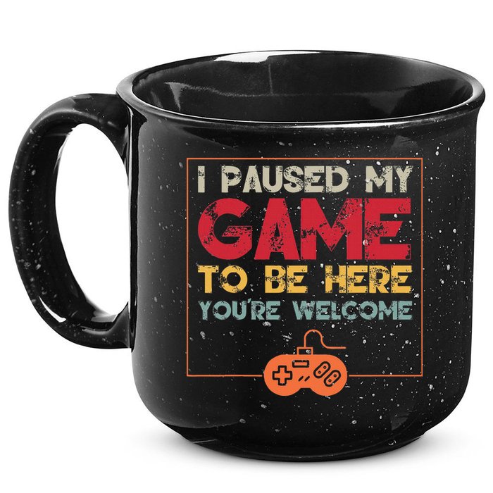 I Paused My Game To Be Here Video Gamer 15oz Campfire Ceramic Mug