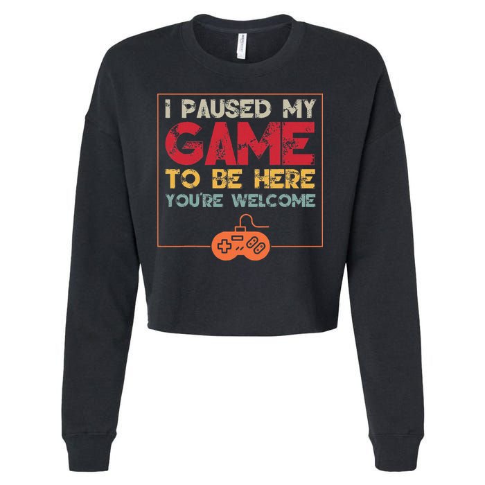 I Paused My Game To Be Here Video Gamer Cropped Pullover Crew