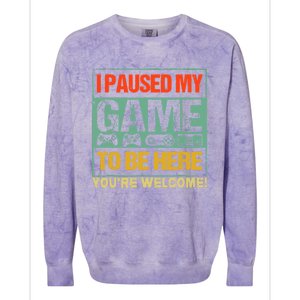 I Paused My Game To Be Here Funny Gamers Boys Teens Gift Cool Gift Colorblast Crewneck Sweatshirt