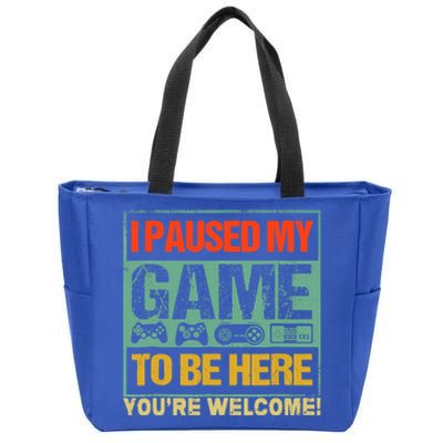 I Paused My Game To Be Here Funny Gamers Boys Teens Gift Cool Gift Zip Tote Bag