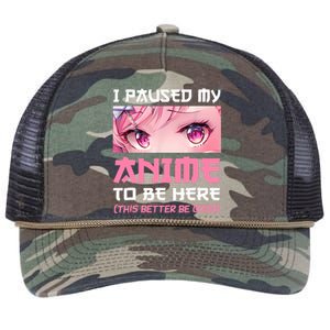 I Paused My Anime To Be Here Otaku Japanese Manga Lover Fan Retro Rope Trucker Hat Cap