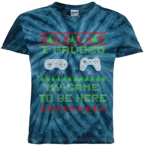 I Paused My Game To Be Here Christmas Ugly Sweater Gamer Kids Tie-Dye T-Shirt