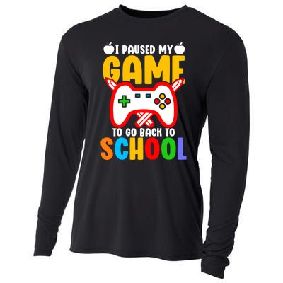 I Paused My Game To Go Back To School Teacher Student Grade Cooling Performance Long Sleeve Crew