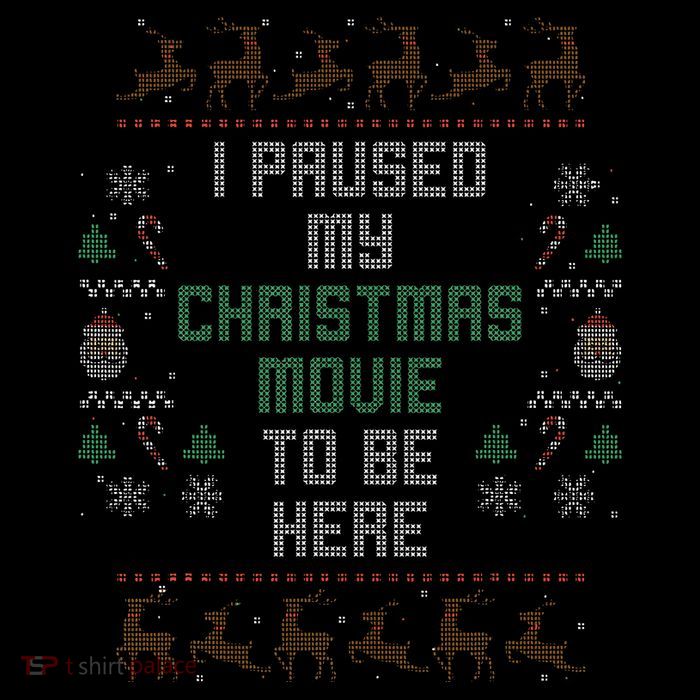 I Paused My Christmas Movie Ugly Xmas Sweater Style Drawstring Bag