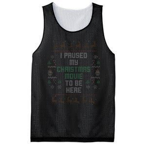 I Paused My Christmas Movie Ugly Xmas Sweater Style Mesh Reversible Basketball Jersey Tank