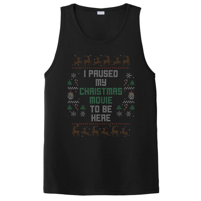 I Paused My Christmas Movie Ugly Xmas Sweater Style PosiCharge Competitor Tank