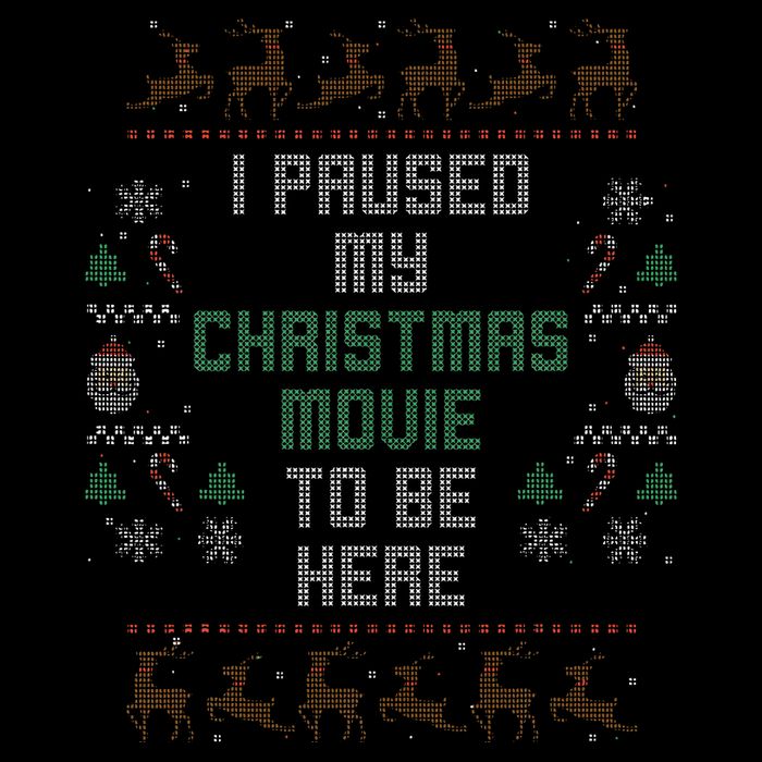 I Paused My Christmas Movie Ugly Xmas Sweater Style Short Acrylic Beanie