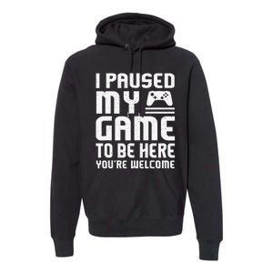 I Paused My Game To Be Here Funny Video Gamers Gift  Premium Hoodie