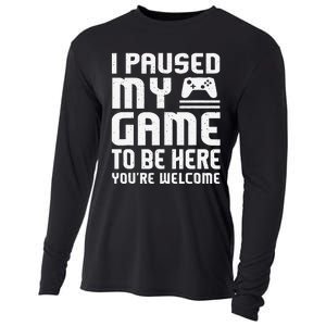 I Paused My Game To Be Here Funny Video Gamers Gift  Cooling Performance Long Sleeve Crew