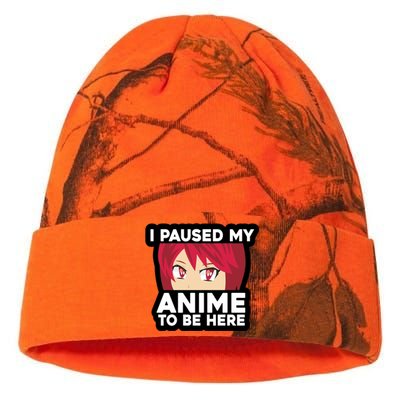 I Paused My Game To Be Here Funny Anime Kati Licensed 12" Camo Beanie