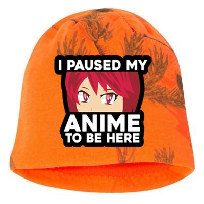 I Paused My Game To Be Here Funny Anime Kati - Camo Knit Beanie