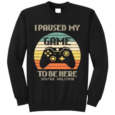 I Paused My Game To Be Here You're Welcome Retro Gamer Gift  Sweatshirt