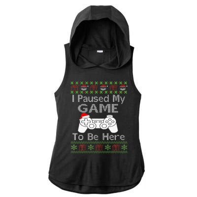 I Paused My Game To Be Here Ugly Sweater Funny Christmas  Ladies PosiCharge Tri-Blend Wicking Draft Hoodie Tank