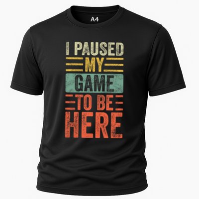 I Paused My Game To Be Here Funny Retro Vintage Video Gamer Performance Shirt