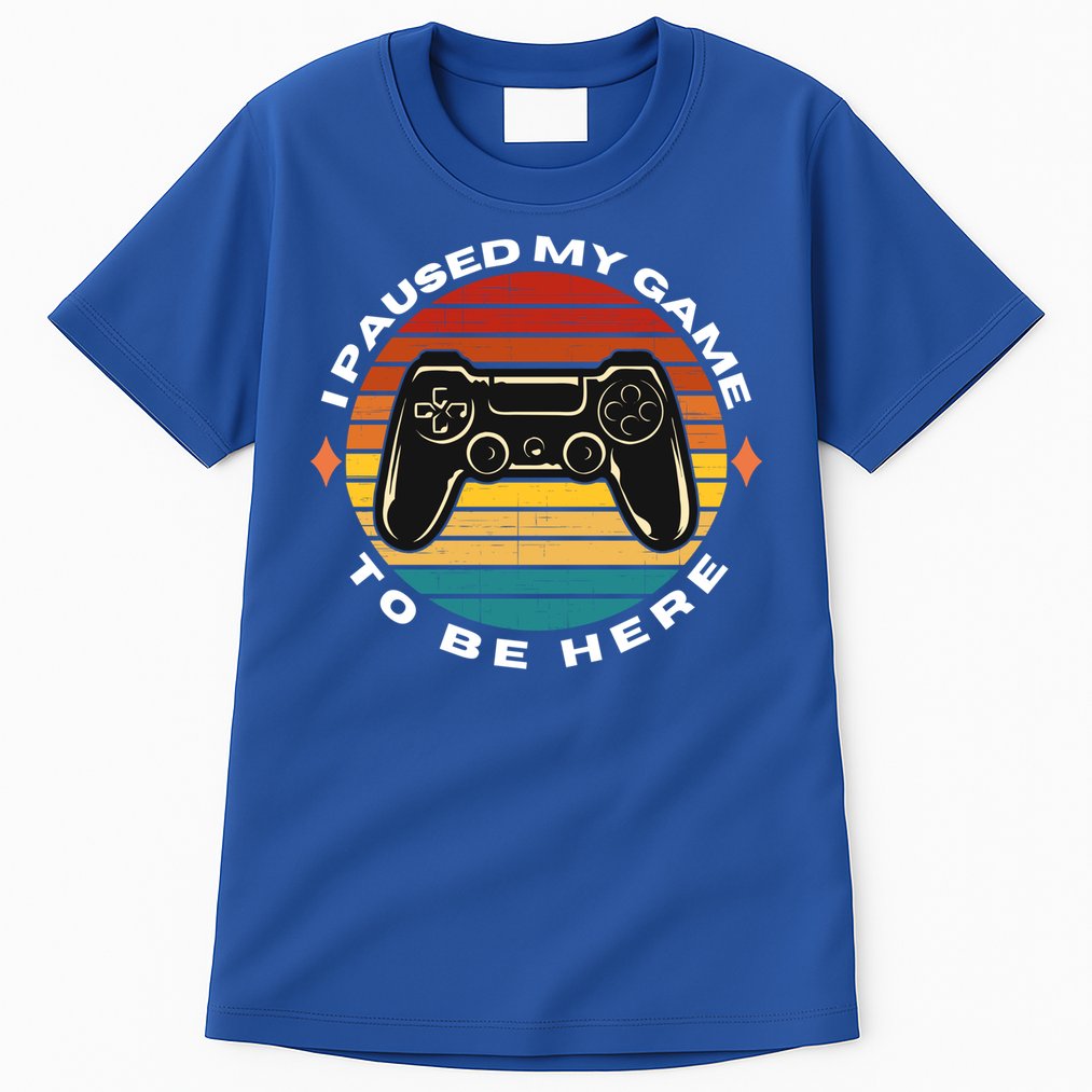 I Paused My Game To Be Here Funny Vintage Retro Video Gamer Cool Gift Tall T-Shirt