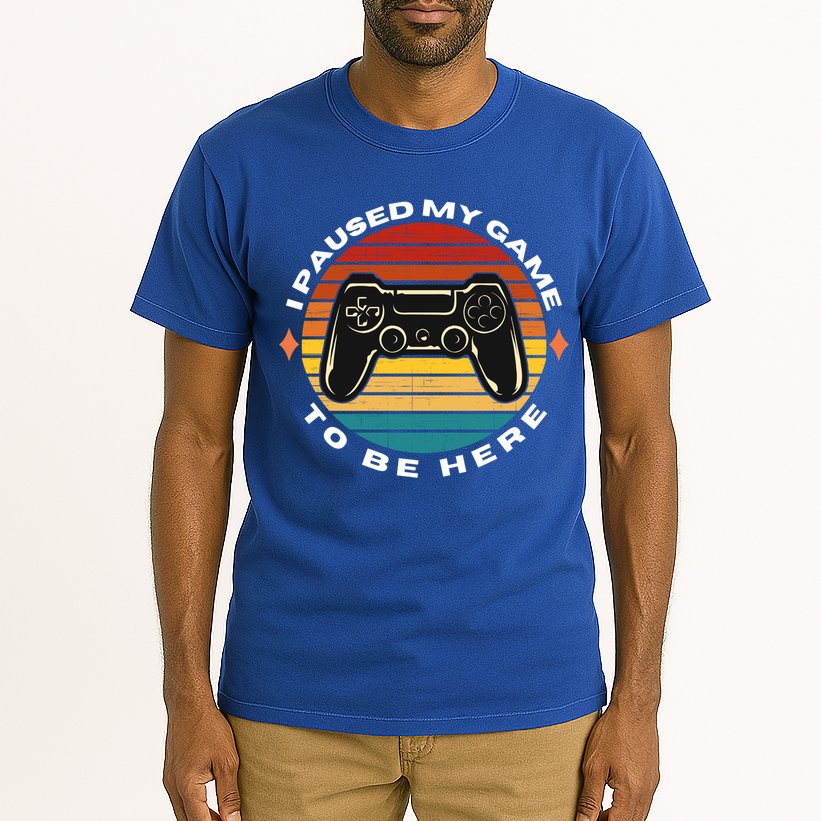 I Paused My Game To Be Here Funny Vintage Retro Video Gamer Cool Gift Tall T-Shirt
