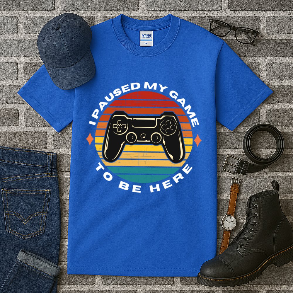 I Paused My Game To Be Here Funny Vintage Retro Video Gamer Cool Gift Tall T-Shirt