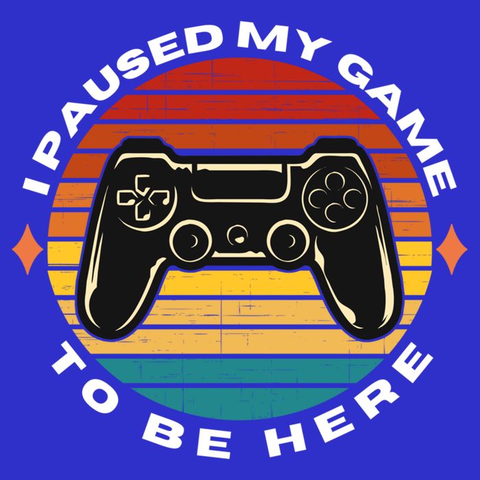 I Paused My Game To Be Here Funny Vintage Retro Video Gamer Cool Gift Tall T-Shirt