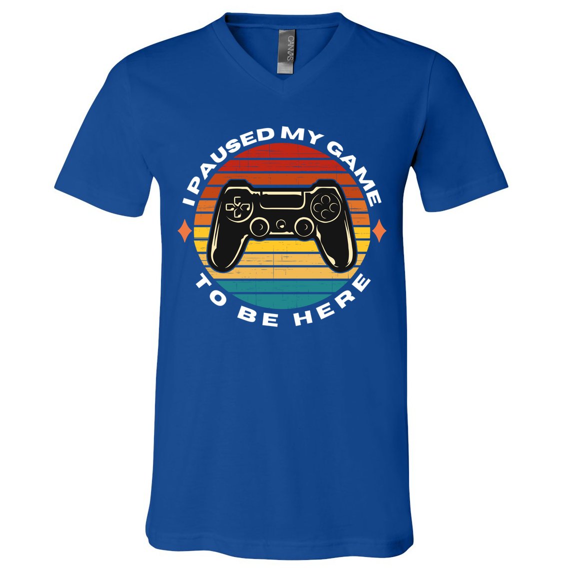 I Paused My Game To Be Here Funny Vintage Retro Video Gamer Cool Gift V-Neck T-Shirt
