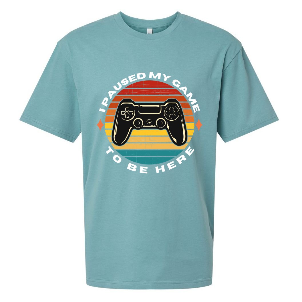 I Paused My Game To Be Here Funny Vintage Retro Video Gamer Cool Gift Sueded Cloud Jersey T-Shirt