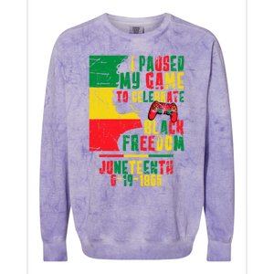 I Paused My Game To Celebrate Juneteenth Gaming Gamer Afro Gift Colorblast Crewneck Sweatshirt