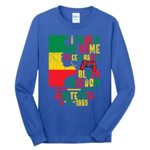 I Paused My Game To Celebrate Juneteenth Gaming Gamer Afro Gift Tall Long Sleeve T-Shirt