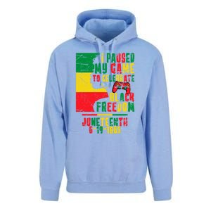 I Paused My Game To Celebrate Juneteenth Gaming Gamer Afro Gift Unisex Surf Hoodie