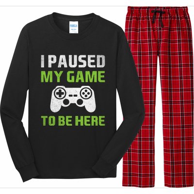 I Paused My Game To Be Here Funny Vintage Video Gamer Gift Long Sleeve Pajama Set