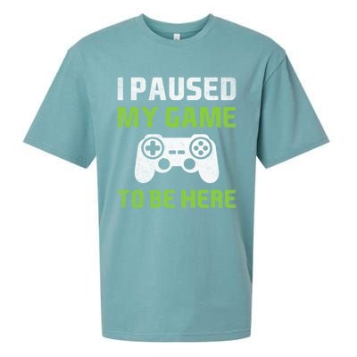 I Paused My Game To Be Here Funny Vintage Video Gamer Gift Sueded Cloud Jersey T-Shirt