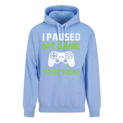 I Paused My Game To Be Here Funny Vintage Video Gamer Gift Unisex Surf Hoodie