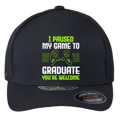 I Paused My Game To Graduate Funny Graduation Graduate Gamer Flexfit Unipanel Trucker Cap