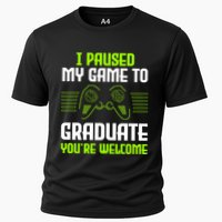 I Paused My Game To Graduate Funny Graduation Graduate Gamer Cooling Performance Crew T-Shirt