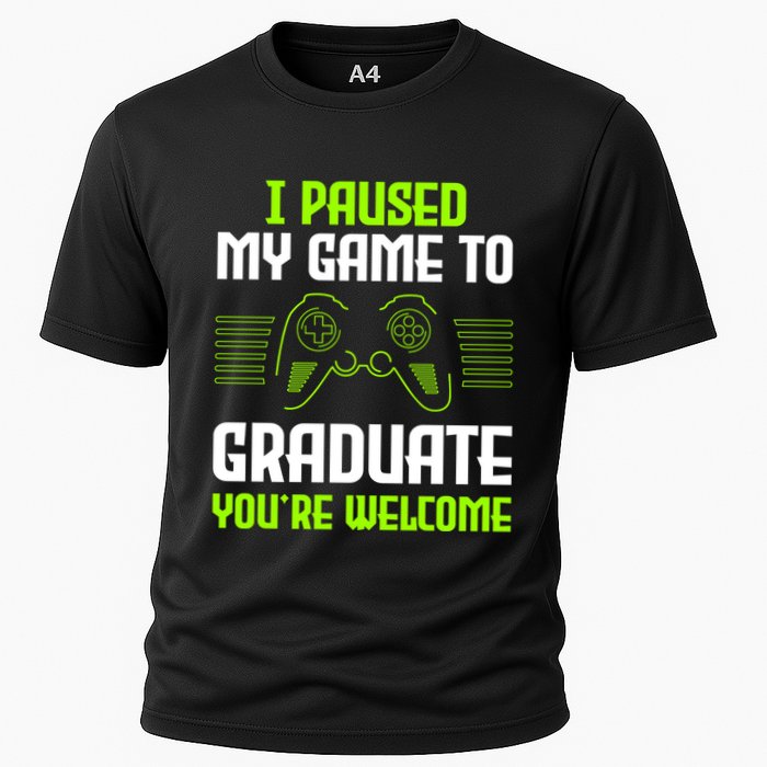 I Paused My Game To Graduate Funny Graduation Graduate Gamer Cooling Performance Crew T-Shirt