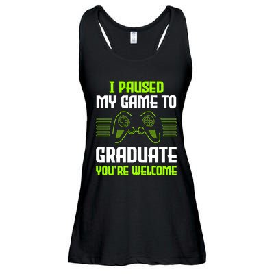 I Paused My Game To Graduate Funny Graduation Graduate Gamer Ladies Essential Flowy Tank