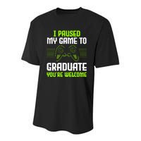 I Paused My Game To Graduate Funny Graduation Graduate Gamer Youth Performance Sprint T-Shirt