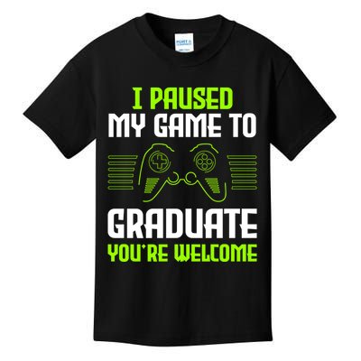 I Paused My Game To Graduate Funny Graduation Graduate Gamer Kids T-Shirt