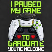 I Paused My Game To Graduate Funny Graduation Graduate Gamer 7 Panel Mesh Trucker Snapback Hat